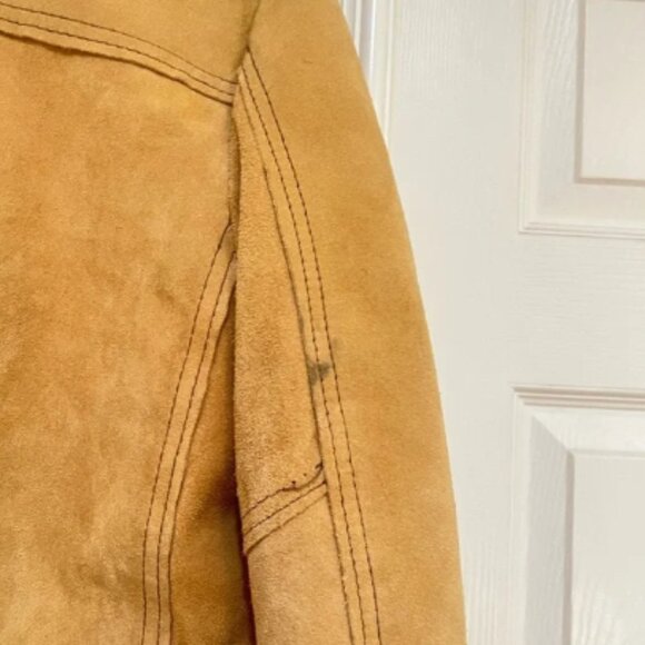 VNTG The Leather Shop 70s Suede Leather Sherpa Lined Range Coat Jacket Western M - Picture 7 of 15